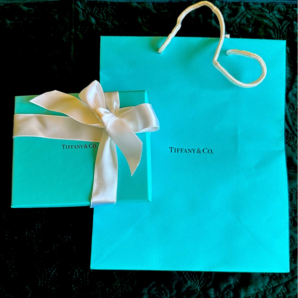 Authentic Tiffany paper box and bag with ribbon